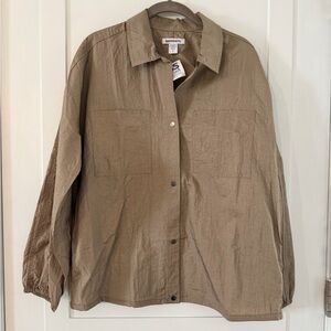 Athleta lunar Sheen shirt, button-down women’s small, brown stone, beige colored